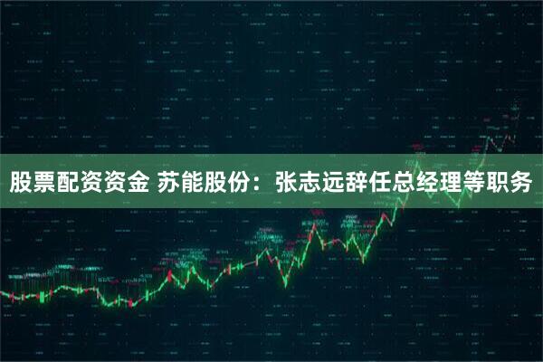 股票配资资金 苏能股份：张志远辞任总经理等职务